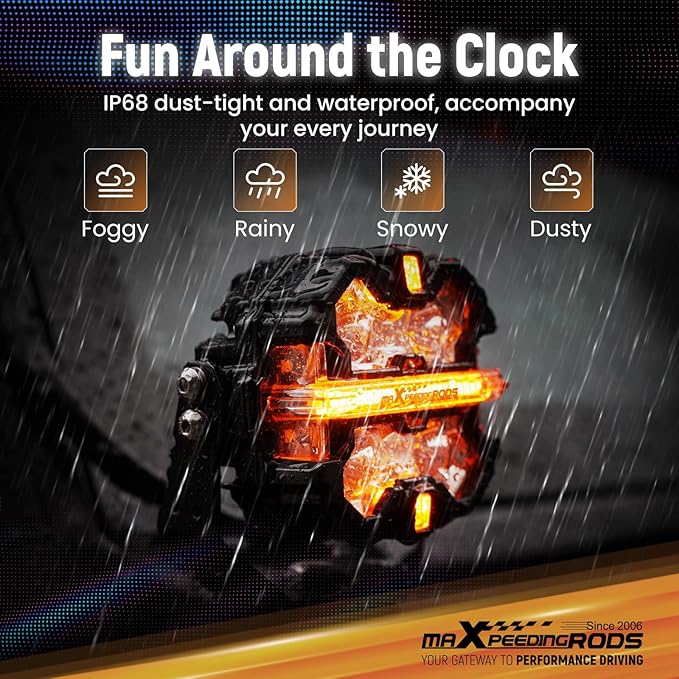 maXpeedingrods 3.5" Off Road Lights 160W 19200LM, Spot Light with 7 RGB Colors for Ambient, LED Lights Bar Fog Light, Side Shooter 270°Wide Range, for Jeep UTV Pickup ATV with Black Covers