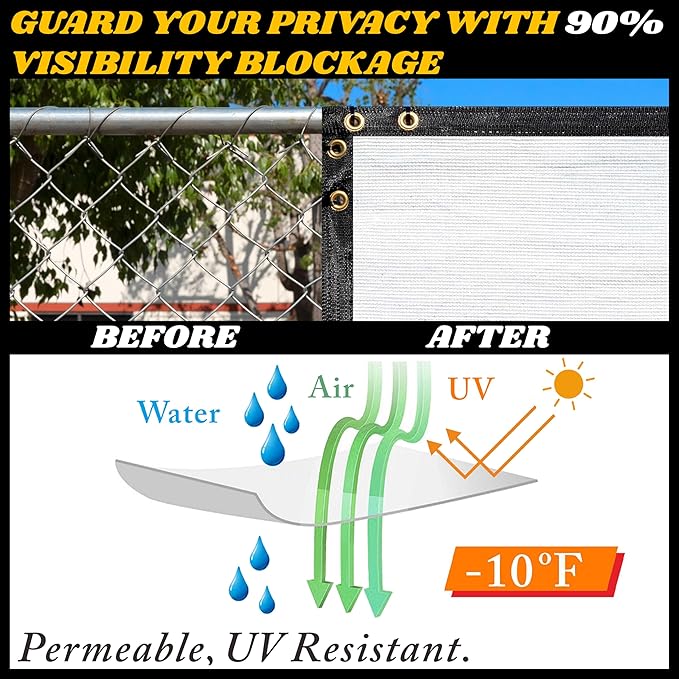 Royal Shade Custom Size 5' x 15' White Fence Privacy Screen Windscreen Cover Netting Mesh Fabric Cloth - Cable Zip Ties Included (We Make Custom Size)