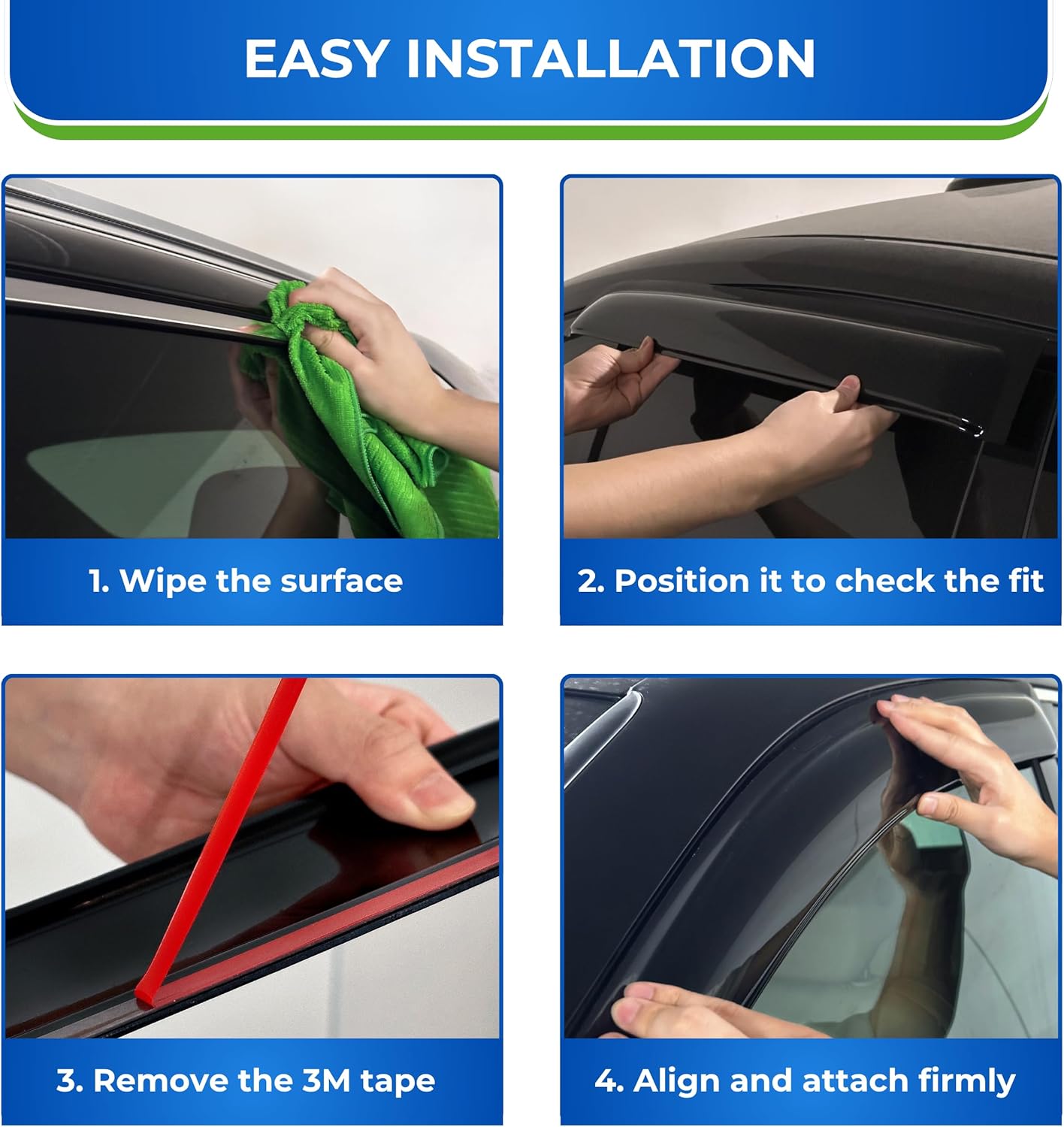 KPY Window Visor Rain Guard for 2008-2014 Mercedes-Benz C-Class Sedan, Tape-On Window Deflectors Vent Visor Shades for 08 09 10 11 12 13 14 C250 C300 C350 C63