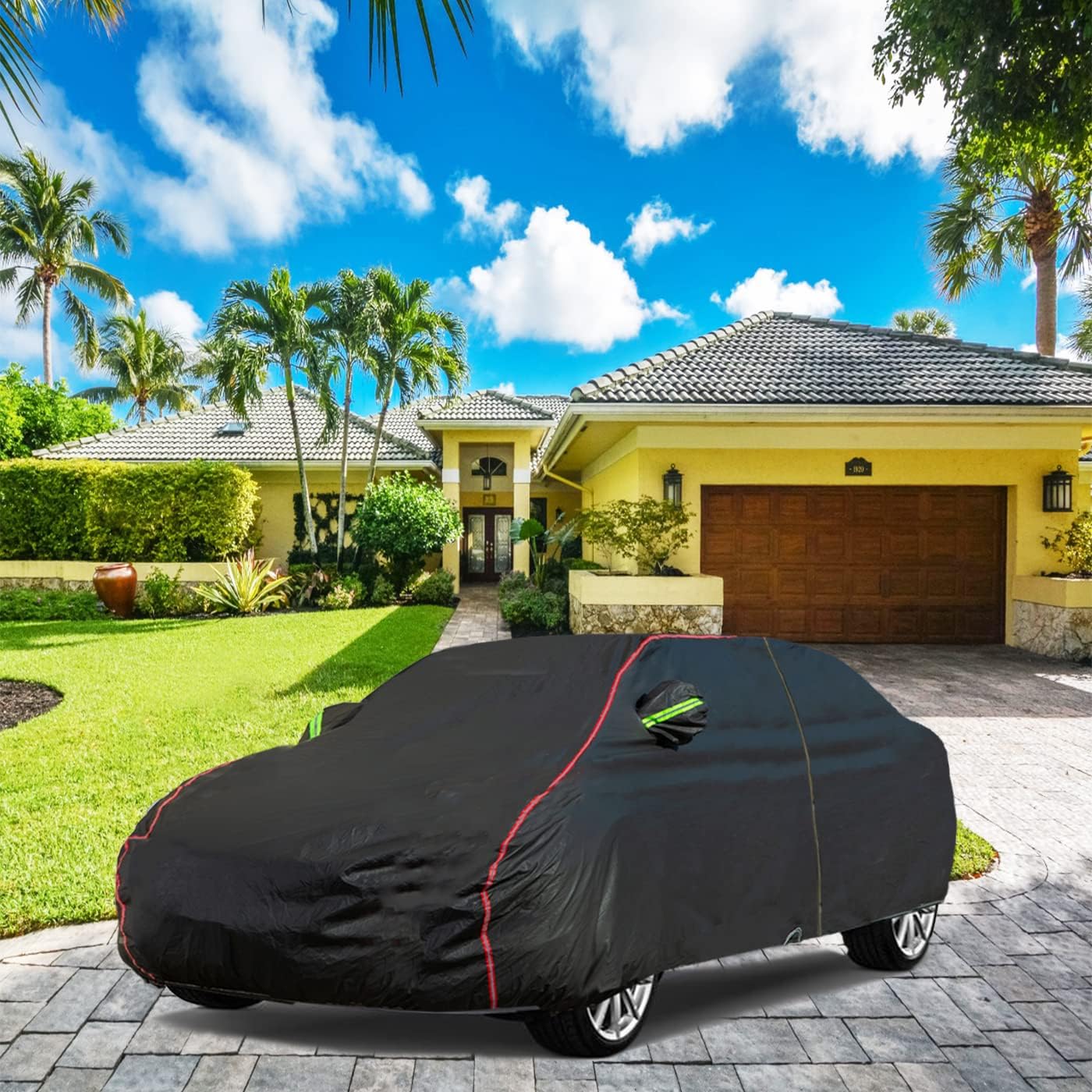Breathable New Material, Waterproof Car Cover, Locks and Zipper Doors, Sunscreen Waterproof UV Prevention Snowproof Wind and Windproof,Suitable for Indoor Outdoor,for SUV (205"-216") B14