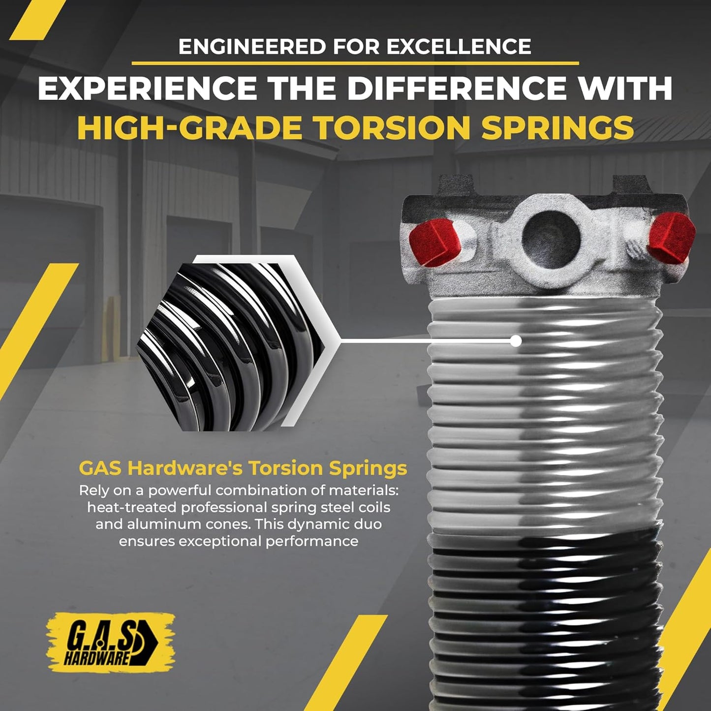 Garage Door Torsion Spring 218x2x25 Torsion Spring for Right Side of Garage Door with 1" Steel Bearing, Gloves, and Winding Bars Precision E-Coating 5-Year Warranty Minimum 30,000 Cycles (Black Cone)