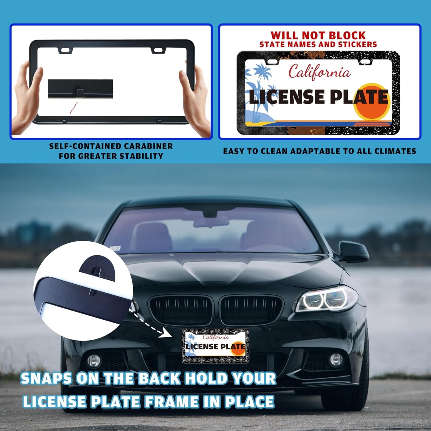 Black and White Line Drawing Flowers License Plate Frame Beautiful Floar License Plate Holder for Front or Rear Car Tags Reusable Stainless Steel Funny Car Decoration with Screws 6.3 X 12.2 in