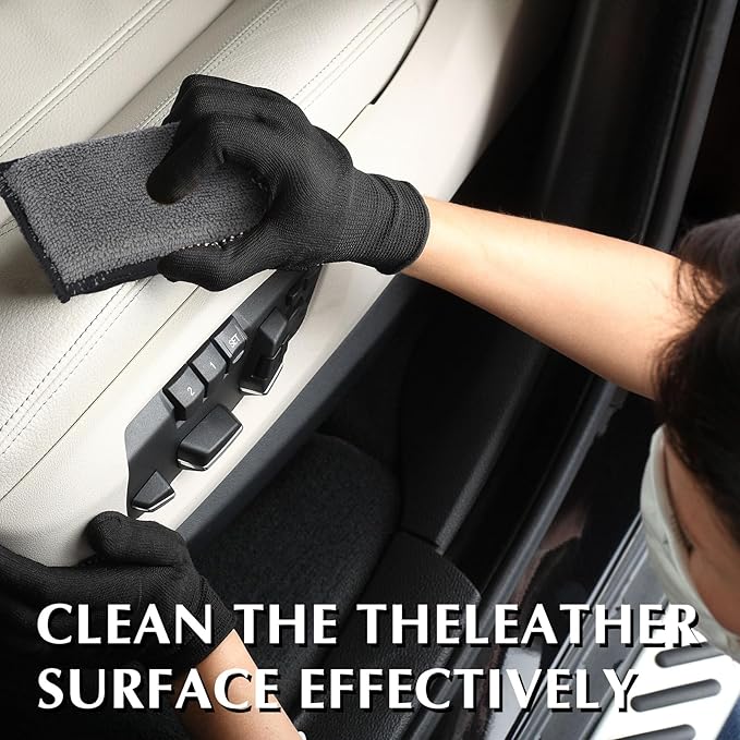 Mudder 8 Pcs Car Interior Scrubbing Sponge 5'' x 3'' Fiber Car Wax Applicator pad Household Cleaning Sponges for Leather Car Seat Couch Cleaning (Gray Black)