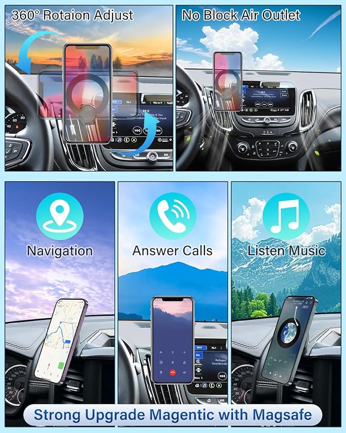 PZK Car Phone Mount for Mazda CX-30 CX30 2019-2022 2023 2024 2025 Accessories Custom Air Vent Car Phone Holder Compatible with Magsafe Magnetic Hands Free 360° Rotation Cell Phone Automobile Cradles