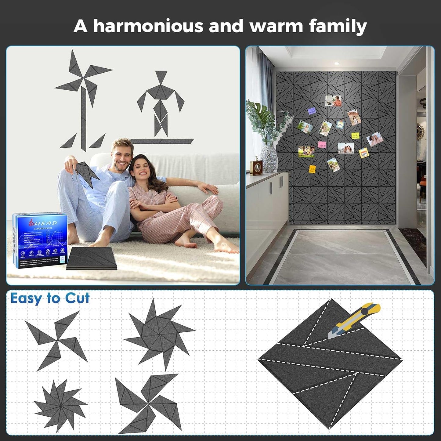 【10 Pack】 Acoustic Panels Self-Adhesive (0.4" Thick | 0.8lb/ft³ Medium Density) - 12x12 Soundproof Foam Tiles for Home Office/Wall Sound Absorption, Noise Reduction Panels Studio Use - Gray