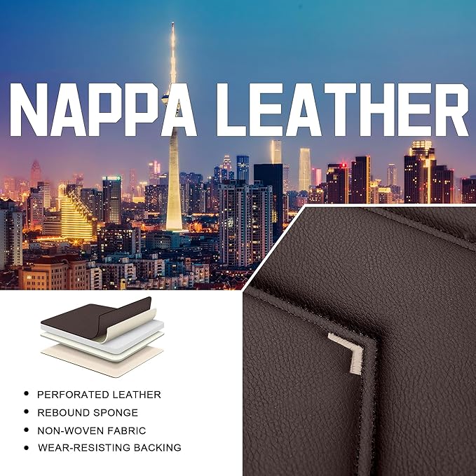 CTDS Car Seat Covers for Chevy Malibu 2000-2026, Stylish Sport Seat Cover, Premium Nappa Leather Car Seat Cover. Automobile Seat Covers Sets.(Standard 5 Seats/Coffee Color)