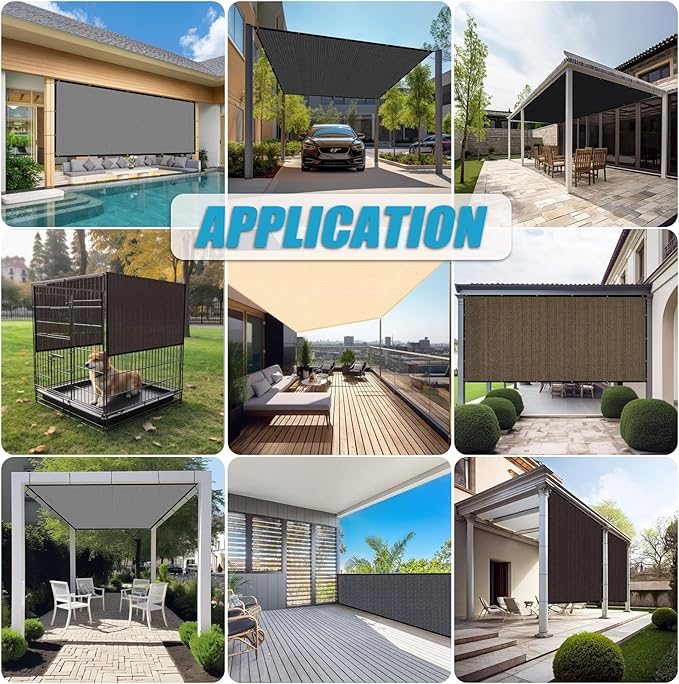 Amagenix 90% Pergola Shade Cover 13'X 16' Dark Gray Sun Shade Cloth with Grommets for Outdoor Garden Patio Porch-Commercial Grade 200 GSM-Cable Zip Ties Included (We Customized)