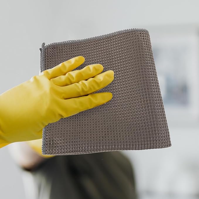 GALPADA Microfiber Car Care Towel 40x40cm Gray Waffle Pattern Absorbent Auto Detailing Cloth for Car Wash and Interior Cleaning