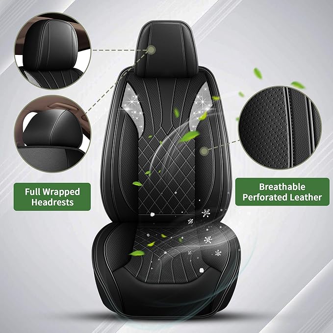 Bling Car Seat Covers Fit for Toyota Camry 2012-2025 2026: Waterproof Faux Leather Driver Seat Cover,Shining Diamond Automotive Seat Cushion All Seasons Seat Protector(5 Seats,Black)