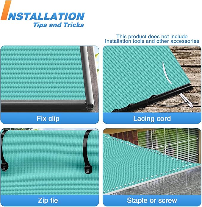 TANG Sun Shade Fabric Roll 8'x29' Shade Cloth for Garden Turquoise Green HDPE Mesh Shading Pergola Cover Replacement Canopy, 95% Blockage Sunshades for Outdoor Patio Backyard Plant