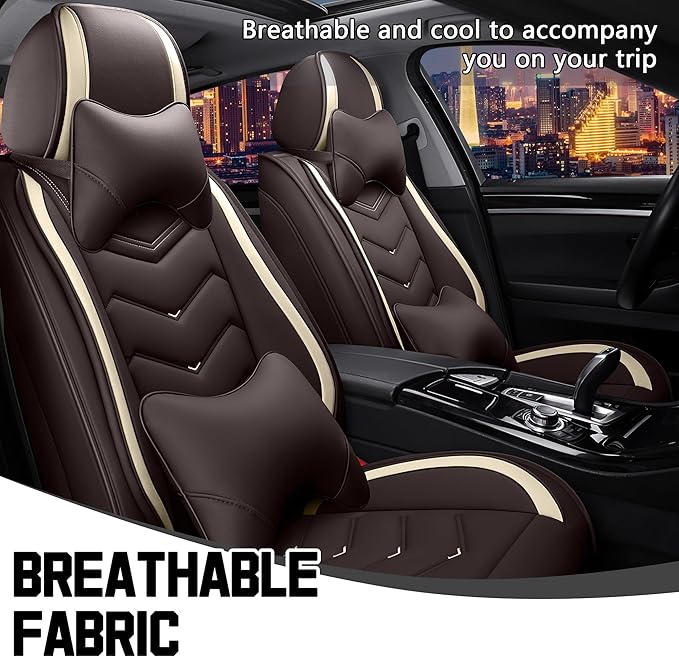CTDS Car Seat Covers for Nissan Altima 2001-2026, Stylish Sport Seat Cover, Premium Nappa Leather Car Seat Cover. Automobile Seat Covers Sets.(Luxury 2 Seats/Coffee Color)