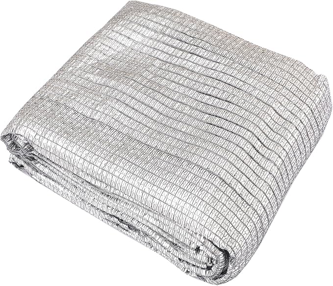 65% Aluminum Foil Shade Cloth with Grommets,10ft x 18ft, Mesh Sun Block Fabric Cover, Canopy, Privacy Screen for Outdoor Patio, Garden, Backyard, Silver