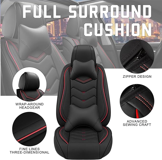 CTDS Car Seat Covers for Jeep Grand Cherokee L 2021-2026, Stylish Sport Seat Cover, Premium Nappa Leather Car Seat Cover. Automobile Seat Covers Sets.(Luxury 2 Seats/Black)