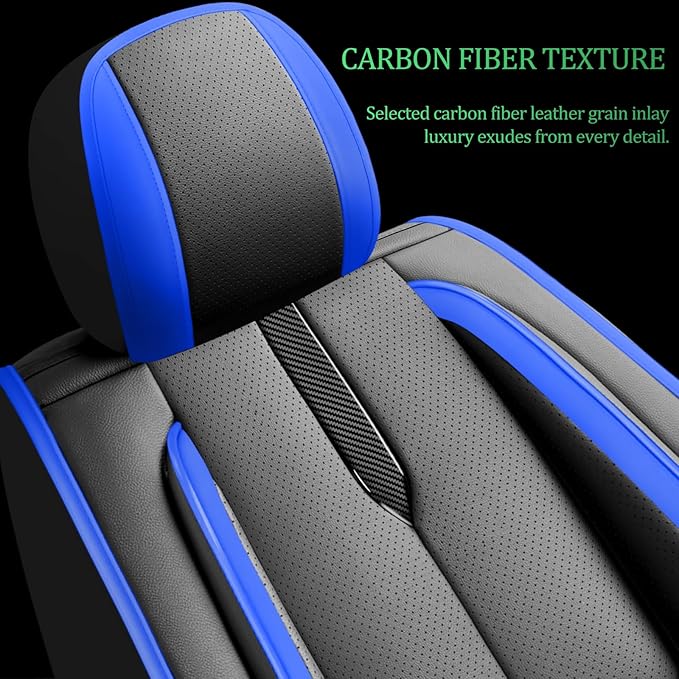 Fit Venza Car Seat Covers for Toyota Venza 2009-2024 2025 2026 -Upgraded Premium Waterproof & Breathable Leather,Airbag Compatible,All-Weather Seat Cushion Protector,Full Set,Black-Blue
