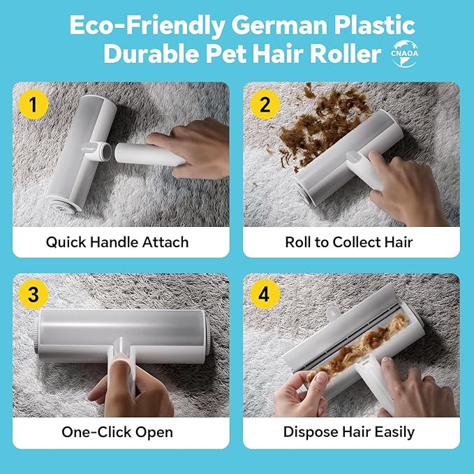 Pet Hair Removal Set, Roller Pet Hair Remover, Pet Hair Removal Glove for Dogs & Cats, Pet Fur Remover for Clothing, Couch, Carpet, Car Seat, Pet Hair Removal Tool -I White