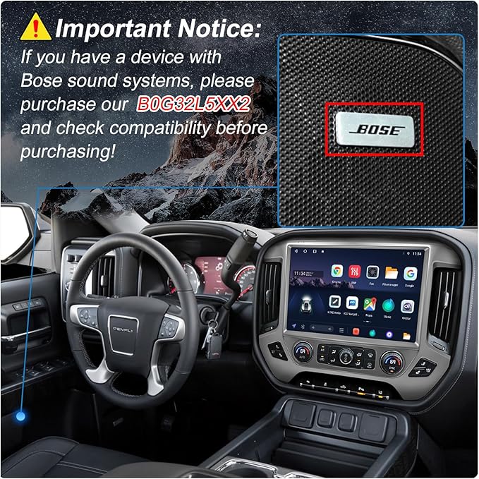 13.1" QLED Car Radio Stereo Upgrade for Chevy Silverado & GMC Sierra 2014-2018, 8-Core Head Unit 4GB+64GB with CarPlay/Android Auto, 2K Touch Screen and 1080P Backup Camera (4+64 Silver)