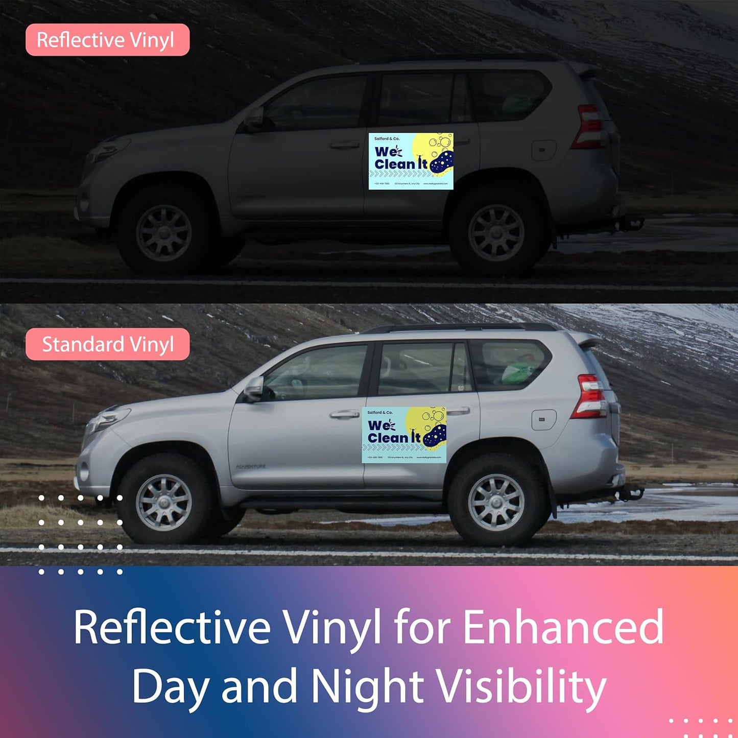 Custom Magnetic Bumper Stickers 2 Pack | Personalized Logo, Text, and Image Reflective Magnetic Signs for Vehicles | Effective Advertising Signs | Various Size | Weather-Resistant - 3x10in