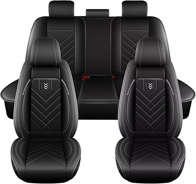 AOMSAZTO Car Seat Covers Full Set Fit for Ford Taurus 2002-2019 Faux Leather Waterproof Seat Covers Automotive Seat Cushion Protector(5 Seats, Black)