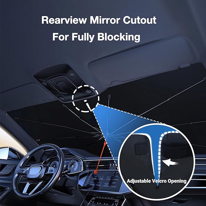 CHILL·TEK Funny Animal Car Windshield Sun Shade Umbrella, Dolphin Love Car Sun Shade Umbrella, Block UV Rays Heat Foldable Windshield Umbrella Sun Visor Protector - Keep Vehicle Cool for Cars SUV