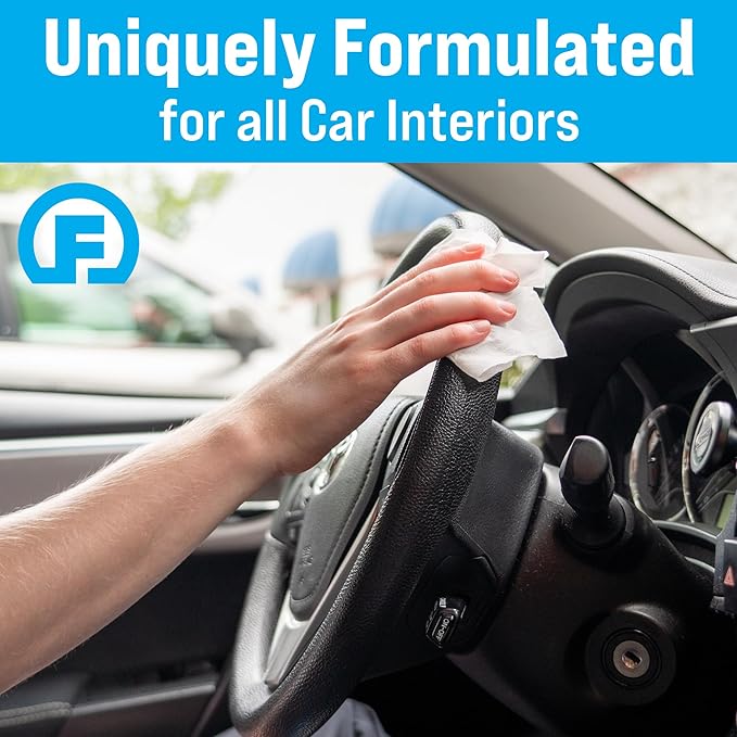 Fortress Car Interior Wipes with Microfiber Cloth (25 ct, Pack of 2) for Car Interior Cleaning, Dashboard, Seats, Detailing, and Steering Wheel [Travel Size] Skin-Safe Car Interior Cleaner Supplies