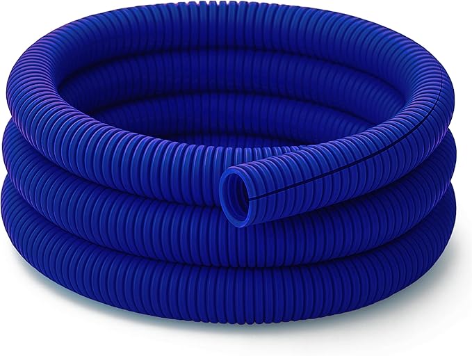 Electriduct Split Wire Loom Tubing Polyethylene Corrugated Flexible Conduit - 3/8" Nominal Size - 10 Feet - Blue