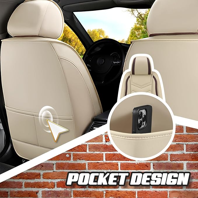 Car Seat Covers for Jeep Grand Cherokee L 2021-2026, Premium Nappa Leather Car Seat Cover, Stylish Sport Seat Covers， Automobile Seat Cover Sets.(Luxury 2 Seats/Beige)