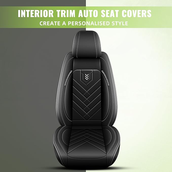 AOMSAZTO Front Seat Covers Fit for 500L 2016-2023 Waterproof Faux Leather Car Seat Cover Compatible with Airbag(2PCS Front, Black)