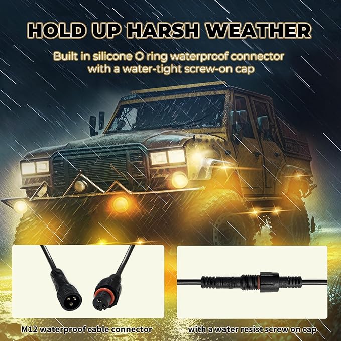 8 Pods Full Angle RGB Rock Lights Compatible with 12V Trucks Jeep UTV SUV ATV Boat Golf Cart, Waterproof, Multi-Color,Brake Light, App/Remote Control Led Rock Lights with Music Mode(Patented)