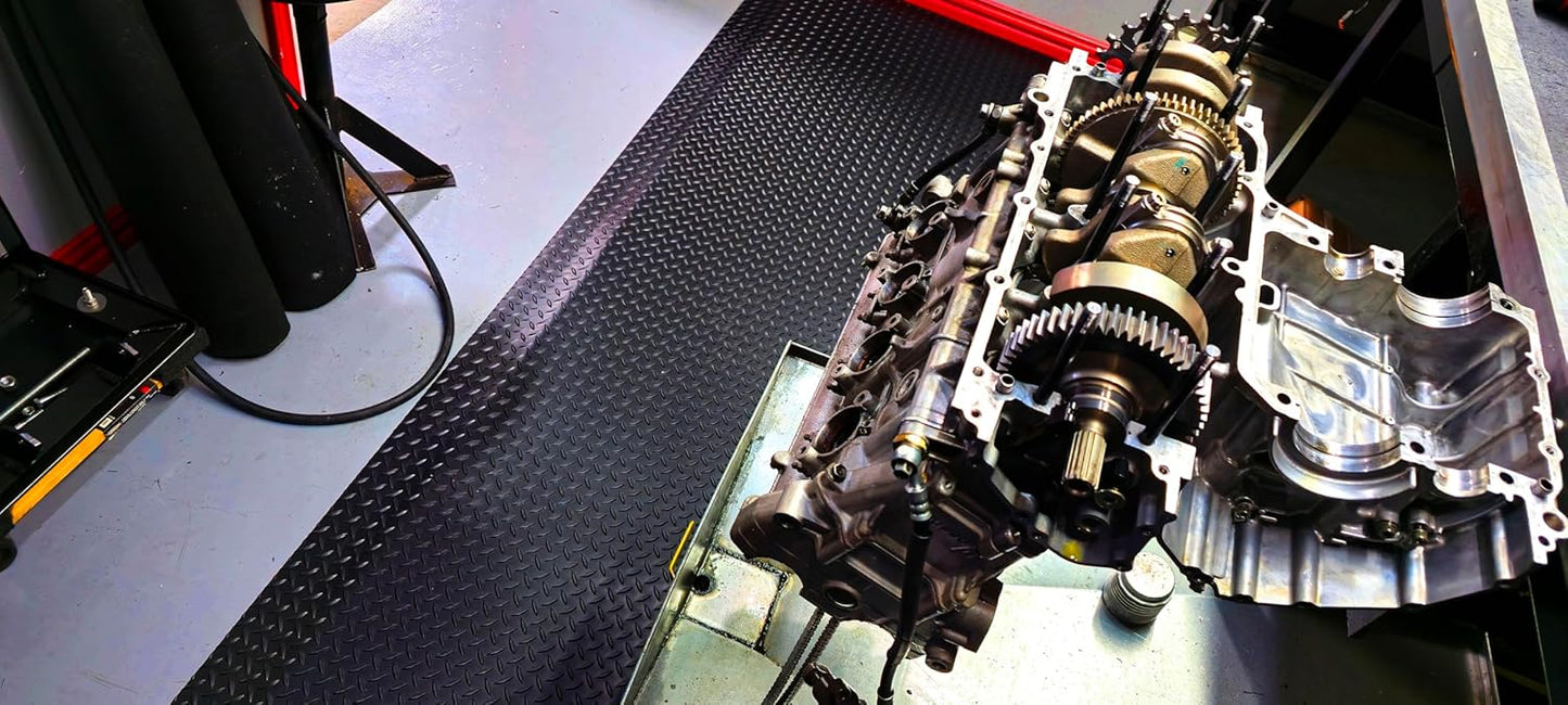 Rhino Mats, American Classic Diamond Anti-Fatigue Mats, Industrial Ergonomic Comfort Standing Mat for Work, Home, Garage, Office, Kitchen or Anywhere (Black 9/16" Thick, 4 FT. x 17 FT.)