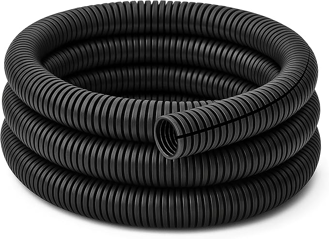 Electriduct Split Wire Loom Tubing Polyethylene Corrugated Flexible Conduit - 1" Nominal Size - 50 Feet - Black