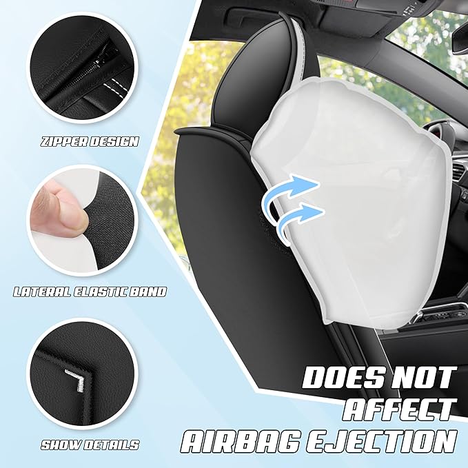 Car Seat Covers Fit for Toyota rav4 2000-2026, Stylish Sport Seat Covers, Waterproof Wear-Resistant Premium Nappa Leather Car Seat Cover.(Full Set/Black White)