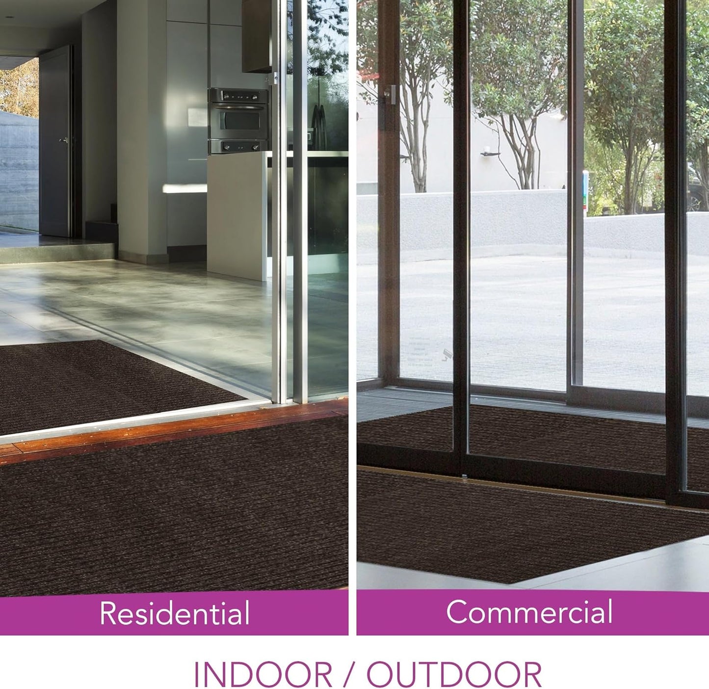 iCustomRug Spartan Weather Warrior Indoor/Outdoor Utility Ribbed Carpet Runner with Non-Slip Thermoplastic Rubber Backing, 3ft X 8ft in Brown