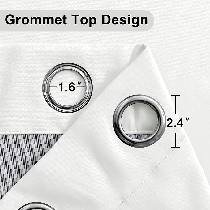 XWZO Total Blackout Curtains 95 Inches Long- Double Layer Full Room Darkening & Energy Efficiency Grommet for Extra Wide Windows Sewn with Tiebacks, Ivory, W52 x L95, Set of 2