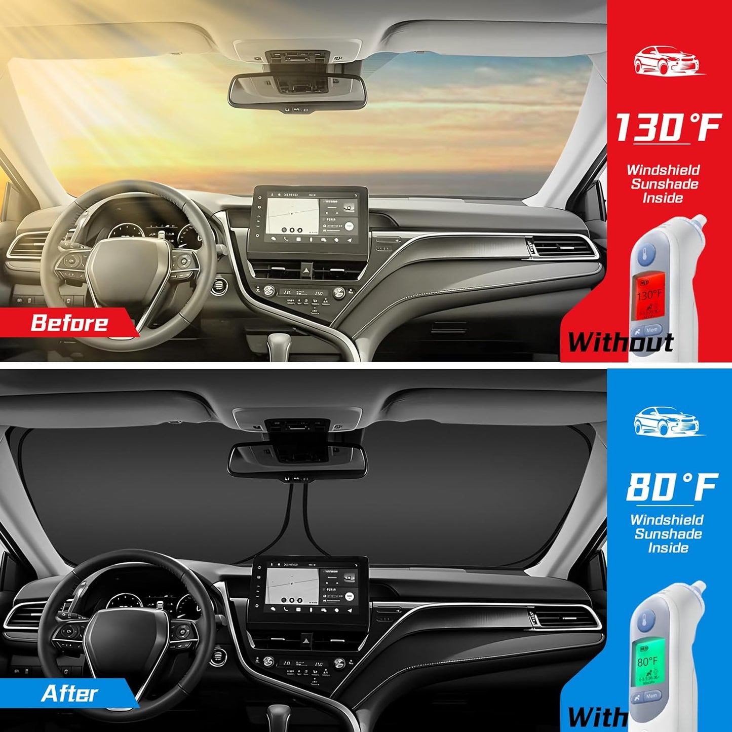 ARISMOTOR Windshield Sun Shade for Kia NIRO 2017-2024, Custom Fit Foldable Front Window Sunshade Sun Visor Protector, Block UV Rays Keep Your Car Cooler