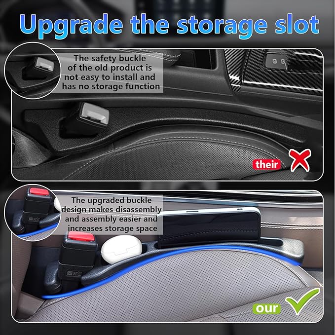 【Compatible with Nissan Sentra】 Seat Gap Filler,No Drop Seat Guard Compatible with Nissan Sentra,Drop Seat Guards for Cars(2Pcs),Emergency Keychain Car Escape Tool(2Pcs)