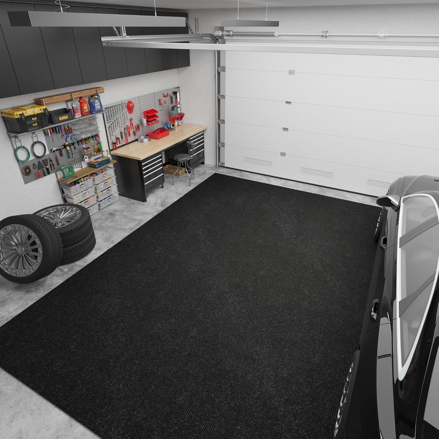 Ottomanson 6'6" x 10' Mud Mat Area Rug Scraper Carpet - Non-Slip, Dirt Trapping for Indoor & Outdoor Use - Ideal for Entryway, Garage, Kitchen, Patio & High-Traffic Areas, Black
