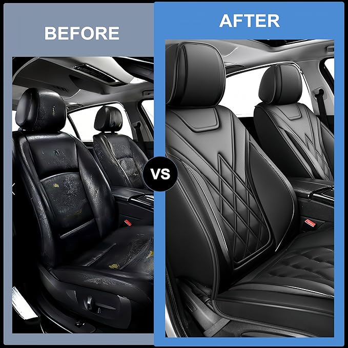 Fit TSX Car Seat Covers for Acura TSX 2003-2014 - Premium Leather, Waterproof, All-Weather, Airbag Compatible, Anti-Slip, Breathable, Easy Install, Seat Protectors, Full Set, Black