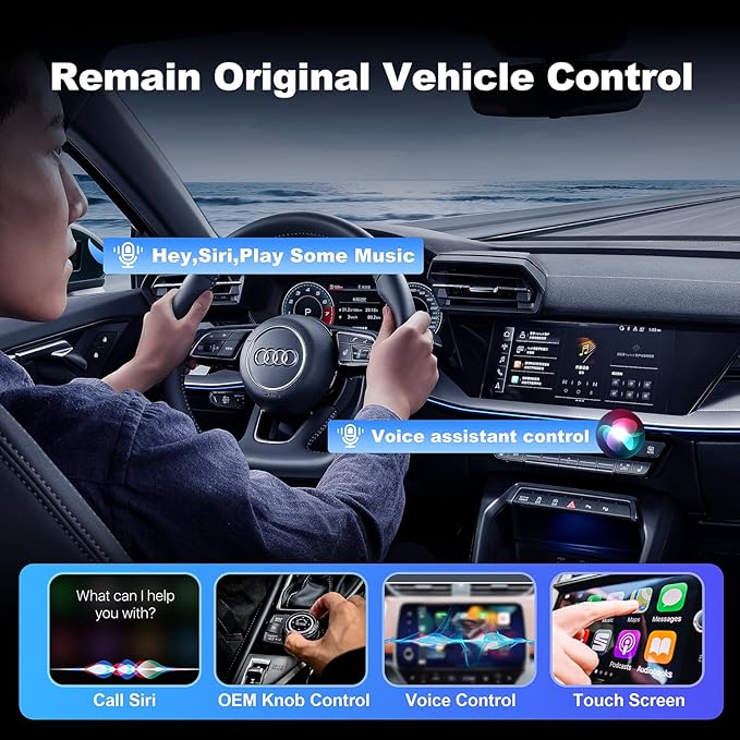 6-in-1 Android Auto Wireless Adapter and Apple CarPlay Adapter, Wireless Carplay Adapter with Netflix YouTube TF Card, Plug & Play, Easy Setup, Magic Video Ai Box for OEM Wired Apple Car Play Cars