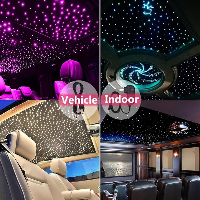 Twinkle Starlight Headliner Fiber Optic Light Kit with RF and APP Control,6W Light Engine and Fiber Cable 550 Pieces 9.8ft/3m