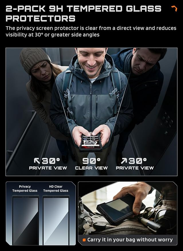 SUPCASE for Samsung Galaxy Z TriFold Case with 2 Tempered Glass Screen Protectors (UB Grip), [Compatible with MagSafe] [Built-in Kickstand] [Hinge Coverage] Military-Grade Protection Phone Case, Black