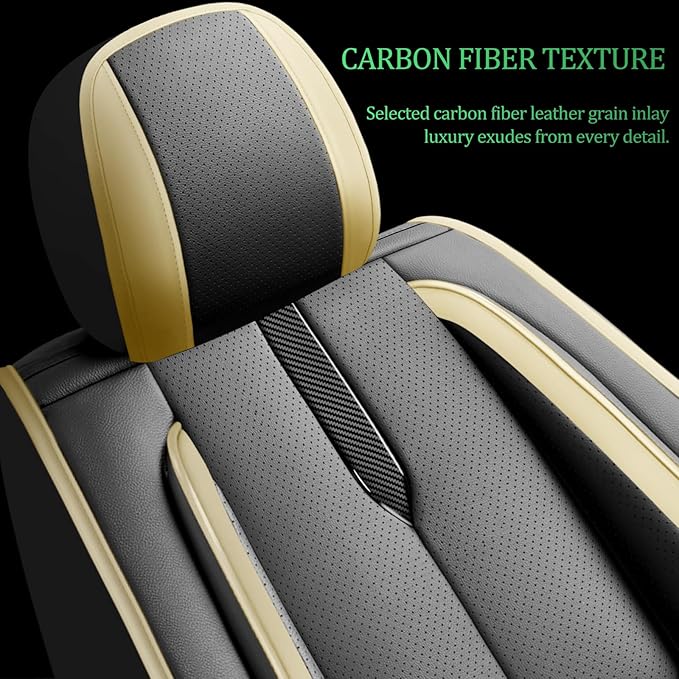 Fit Santa Cruz Car Seat Covers for Hyundai Santa Cruz 2022-2025 2026-Upgraded Premium Waterproof & Breathable Leather,Airbag Compatible,All-Weather Seat Cushion Protector,Full Set,Black-Beige
