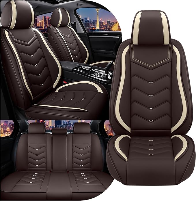 CTDS Car Seat Covers for Nissan Pathfinder 2000-2026, Stylish Sport Seat Cover, Premium Nappa Leather Car Seat Cover. Automobile Seat Covers Sets.(Standard 5 Seats/Coffee Color)