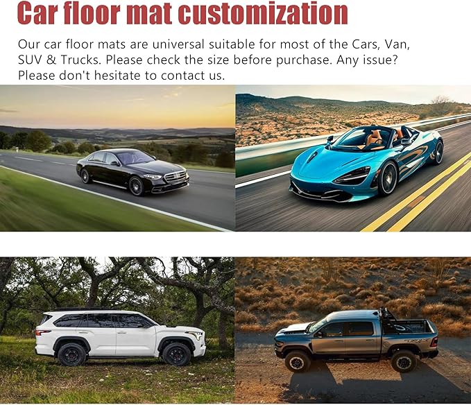 Custom Personalized Floor Mats for Cars，Luxury Full Coverage All Weather Car Floor Mats，Anti-Slip Leather Car Mat Set ，Custom Floor Mats for 99% of Cars, Trucks & SUVs (Gray)