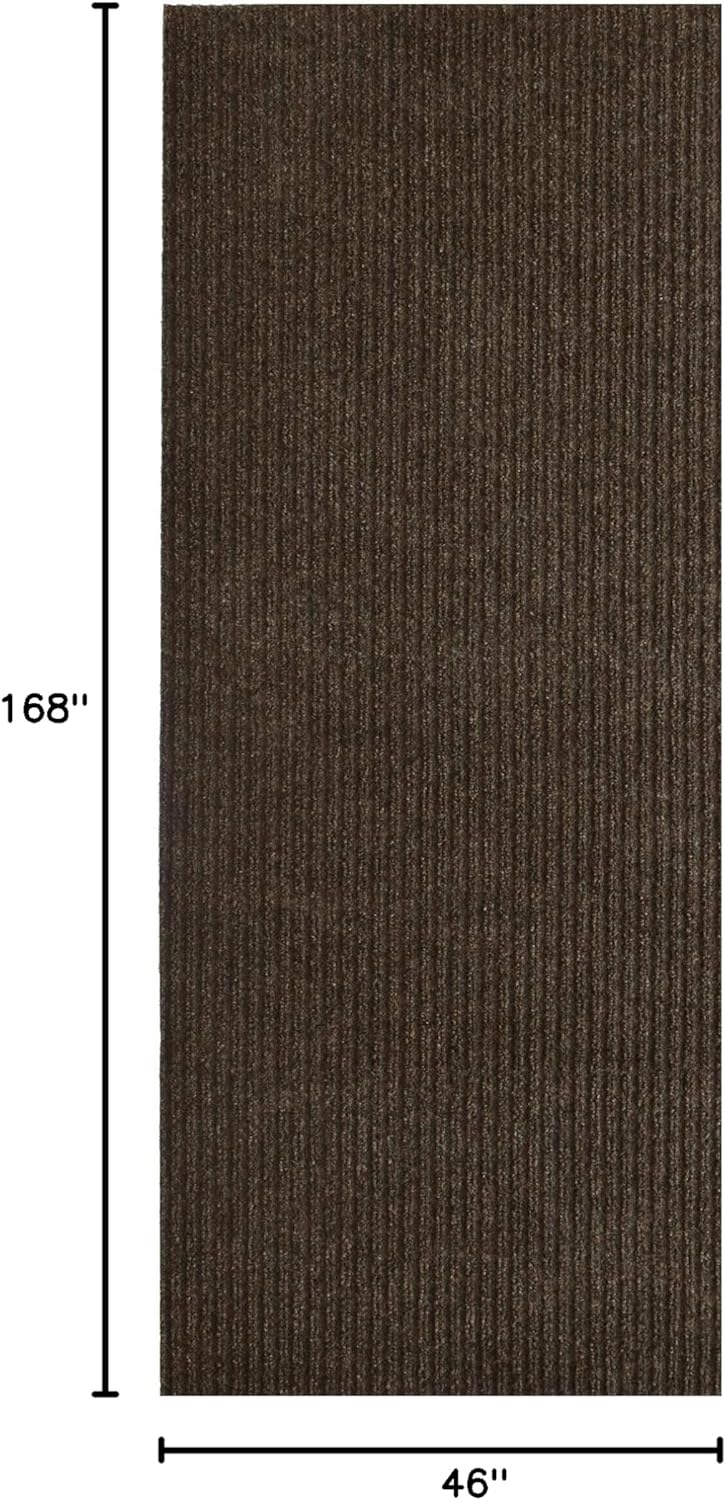 iCustomRug Spartan Weather Warrior Duty Indoor/Outdoor Utility Ribbed in 3ft,4ft,6ft Widths 70 Custom Sizes with Natural Non-Slip Rubber Backing 4'X14' in Brown