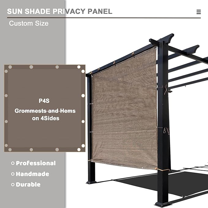 Alion Home Sun Shade Privacy Panel with Grommets and Hems on 4 Sides for Patio, Awning, Window, Pergola or Gazebo - Mocha Brown (8' x 16')
