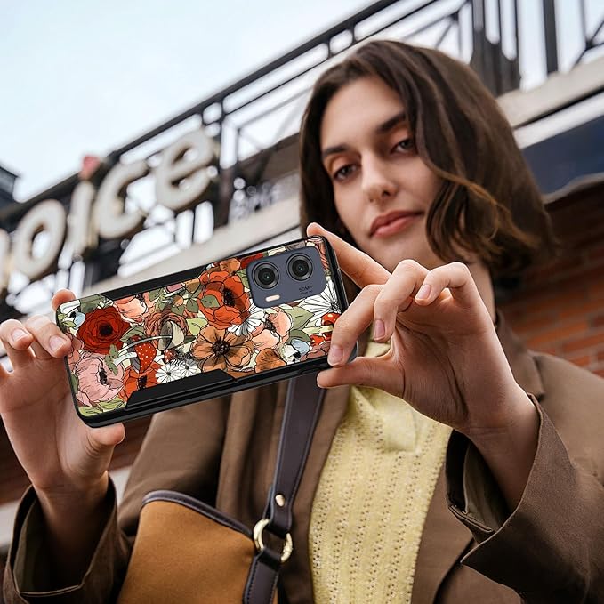 for Moto Edge 2024 Case - Compatible with MagSafe Women Girls Cute Magnetic Protective Phone Cover Girly Kawaii Mushroom Flower Heavy Duty Shockproof Design for Motorola Moto Edge 2024 Cases