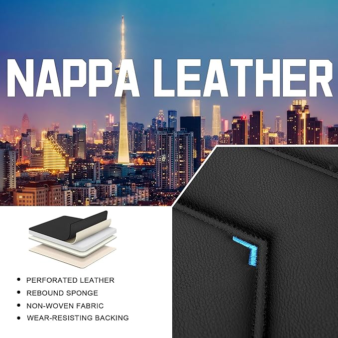 CTDS Car Seat Covers for Nissan Pathfinder 2000-2026, Stylish Sport Seat Cover, Premium Nappa Leather Car Seat Cover. Automobile Seat Covers Sets.(Luxury 5 Seats/Black Blue)