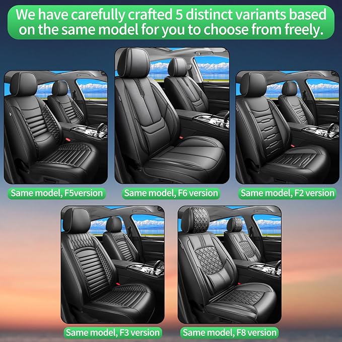 Fit Venza Car Seat Covers for Toyota Venza 2009-2024 2025 2026 -Upgraded Premium Waterproof & Breathable Leather,Airbag Compatible,All-Weather Seat Cushion Protector,Full Set,Black