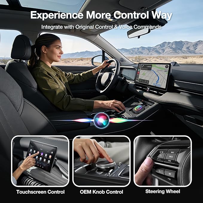 Wireless CarPlay Adapter Magic AI Box, Upgraded CarPlay & Android Auto, Support USB App Install, Screen Mirror, Plug & Play Magic Box for iOS/Android & Cars 2015+