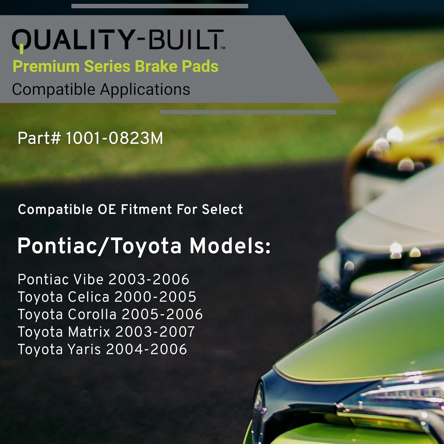 Premium Semi-Metallic Rear Brake Pads (1001-0823M) Compatible with Pontiac Vibe 2006-2003, Toyota Celica 2005-2000, Corolla 2006-2005, Matrix 2007-2003, Yaris 2006-2004